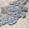 Lace flowers - application - old silver - 1 pc