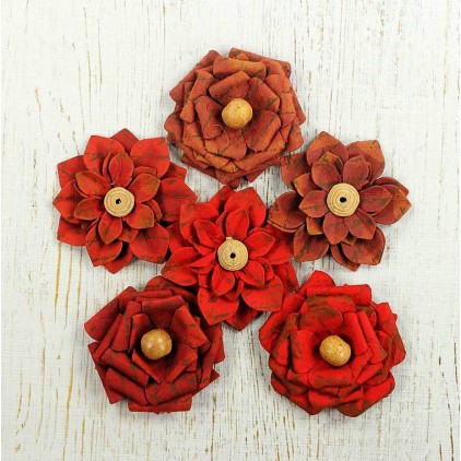Papierowe kwiaty do rękodzieła - Little Birdie - Vintage Milan Petals Cherry Red