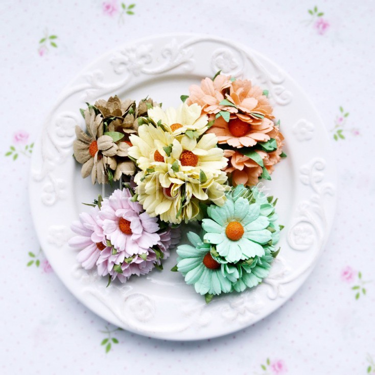 Daisy flower set - pastel mix - 25 pcs