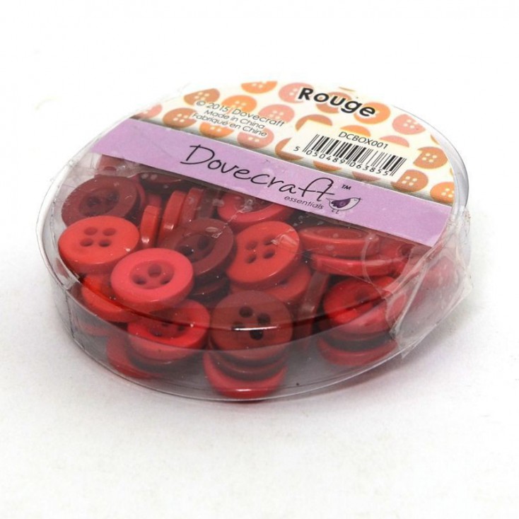 Buttons -Dovecraft - rouge (red) - 60 pieces