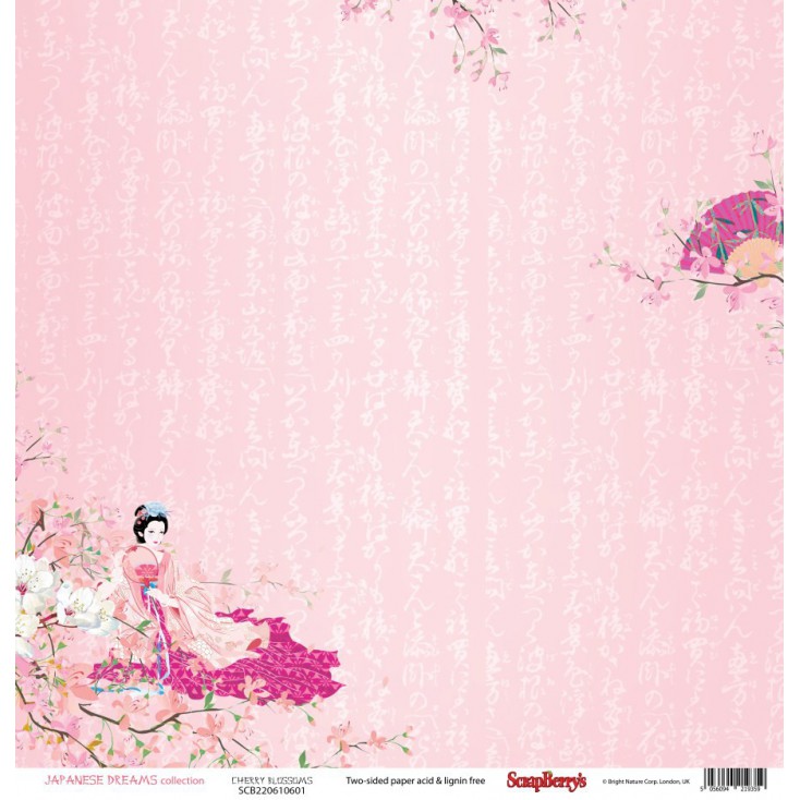 Scrapbooking paper - Scrapberry's - Japanese Dreams - Cherry blossoms