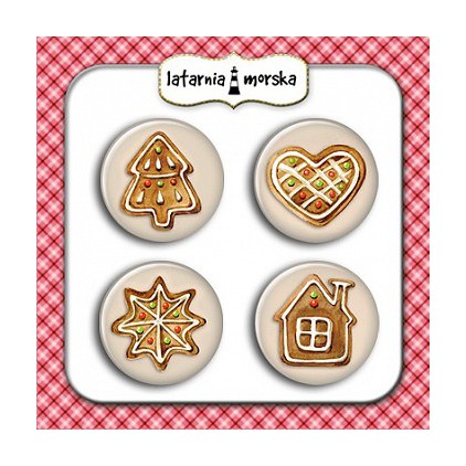 Selfadhesive buttons/badge - gingerbread
