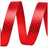Satin ribbon - 1 meter - Red with tiny, white dots