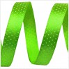 Wstążka satynowa - 1 metr - Zielona w białe groszki