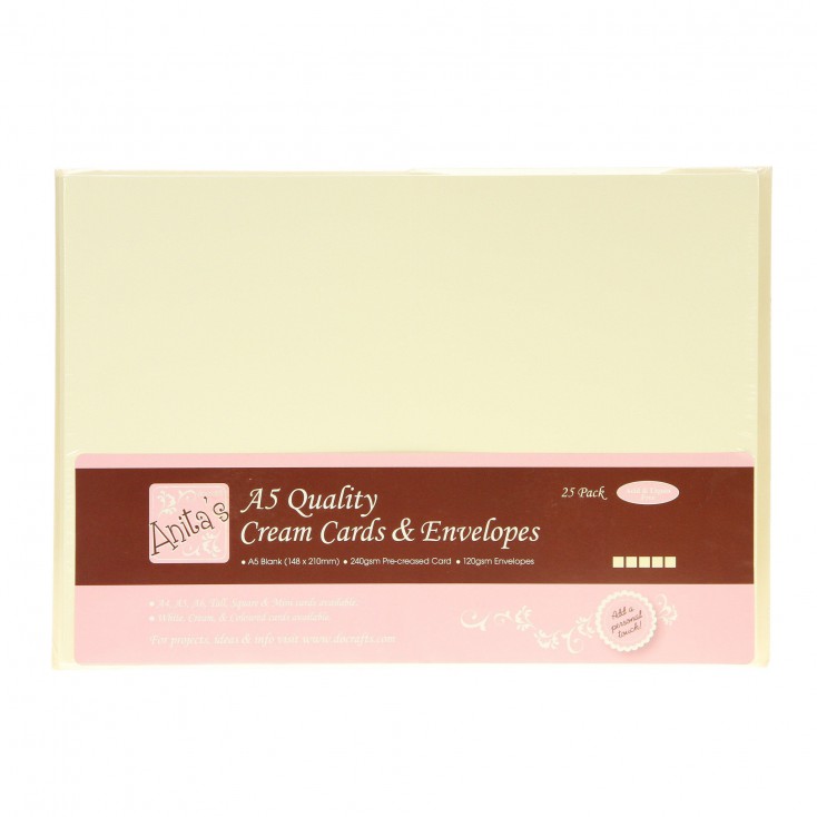 Anita's, Blank card and envelope A5 - Pack of 25 - cream