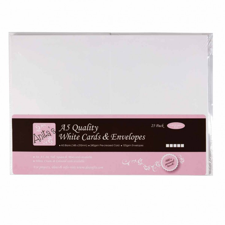 Anita's, Blank card and envelope A5 - Pack of 25 - white