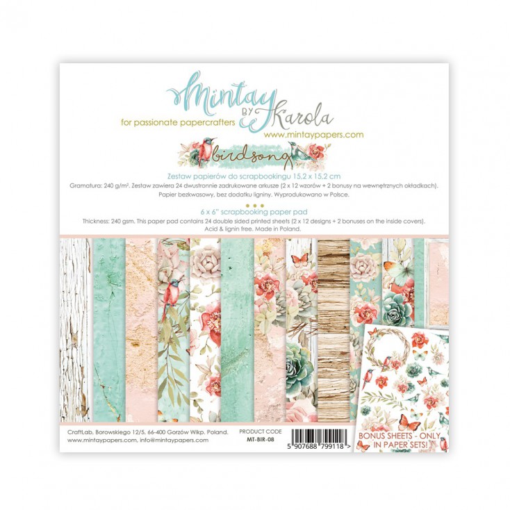 Scrapbooking paper pad - Mintay Papers - Bird Song