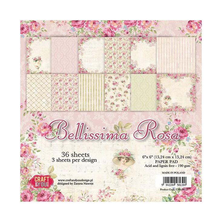 Pad of scrapbooking papers - Craft and You Design - Bellissima Rosa