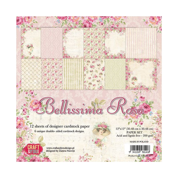 Zestaw papierów do scrapbookingu - Craft and You Design - Bellissima Rosa