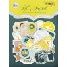 Zestaw papierowych kształtów - ScrapMir - Let's Travel - 61 części