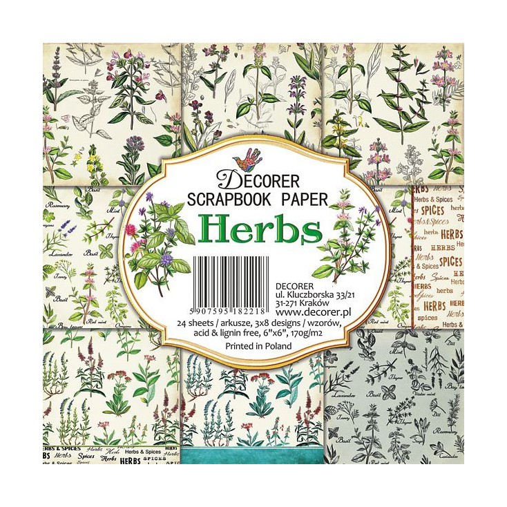Decorer - Set of scrapbooking papers - Herbs