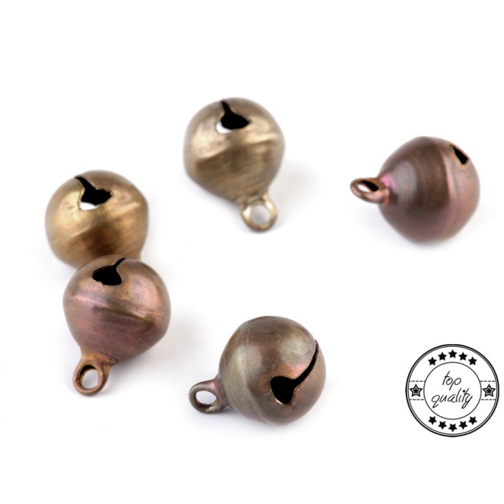Brązowo-miedzane metalowe dzwoneczki - 5 sztuk