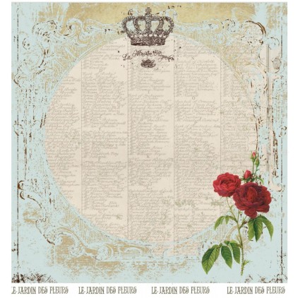 Papier vintage z czerona różą - Papier do scrapbookingu - La Blanche - Garten 01