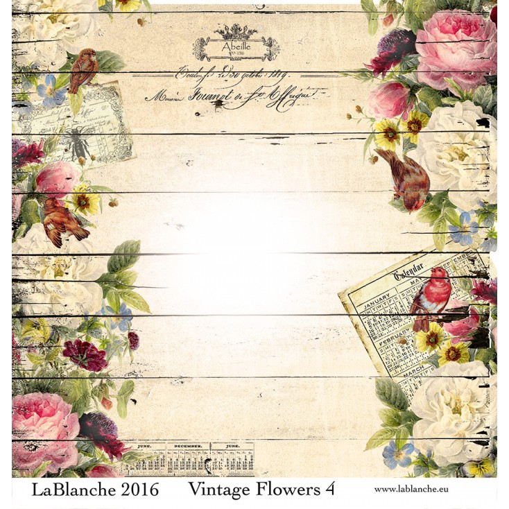 Scrapbooking paper - La Blanche - Vintage Flowers 03