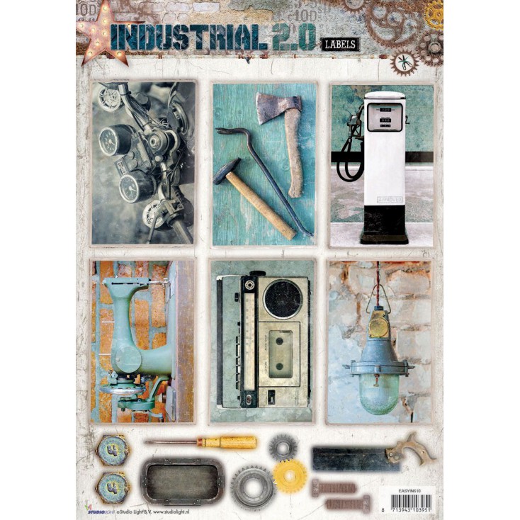 Papier do tworzenia kartek i scrapbookingu - Studio Light - Industrial 2.0 Labels - Obrazki do budowania kompozycji 6