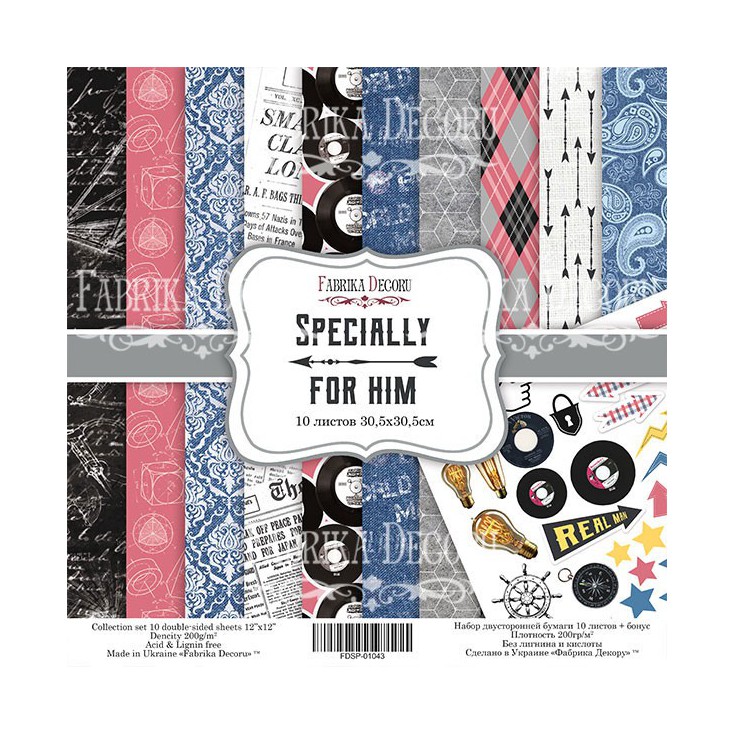 Set of scrapbooking papers - Fabrika Decoru - Specially for him