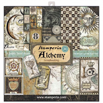 Zestaw papierów do tworzenia kartek i scrapbookingu - Stamperia - Alchemia