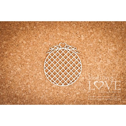 Laser LOVE - cardboard round frame with a heart in the net - Phrase