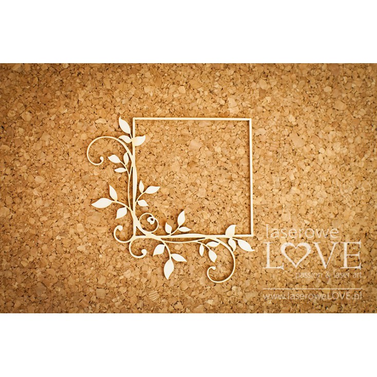 Laser LOVE - cardboard square frame with leaves - Fleur