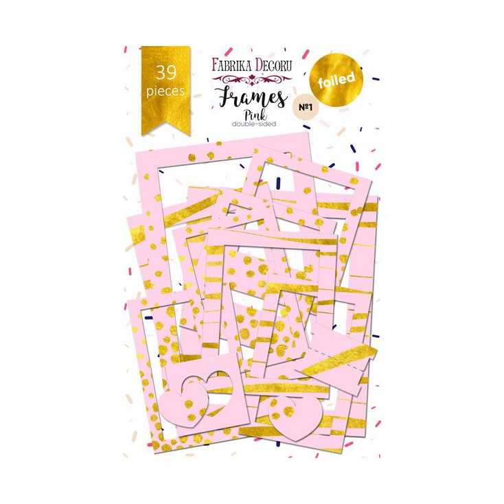 Set of frames - Fabrika Decoru - Pink, gold foiled - 39pcs