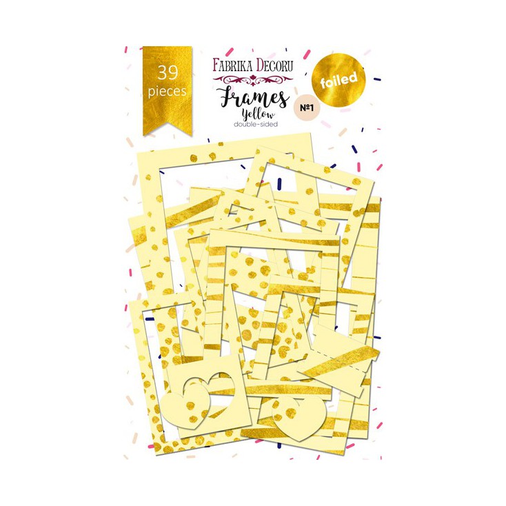 Zestaw papierowych ramek - Fabrika Decoru - Yellow ze złoceniami - 39 części