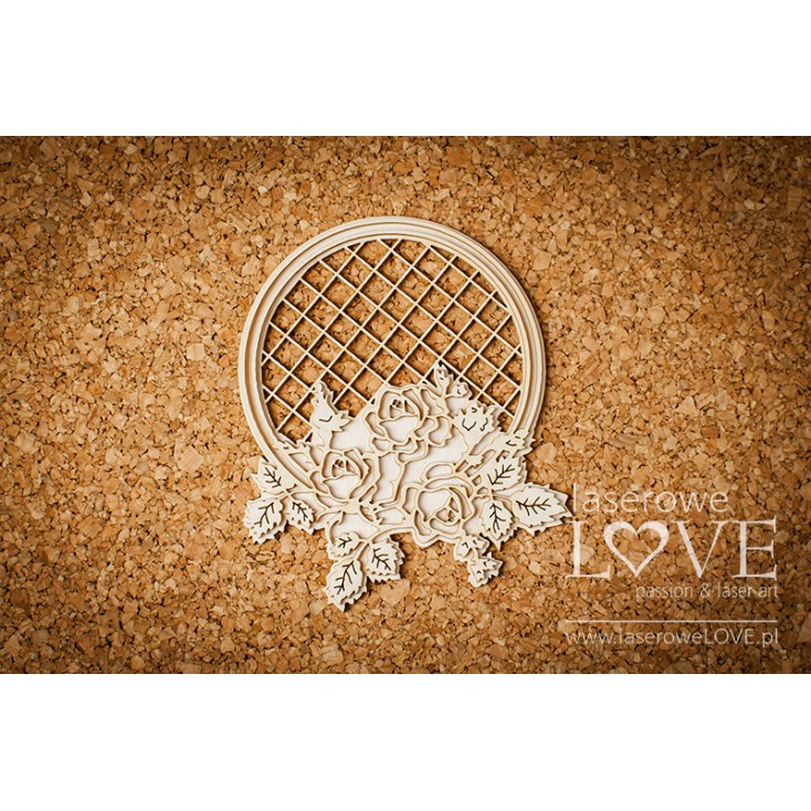 Laser LOVE - cardboard Round frame with roses - Tatra life