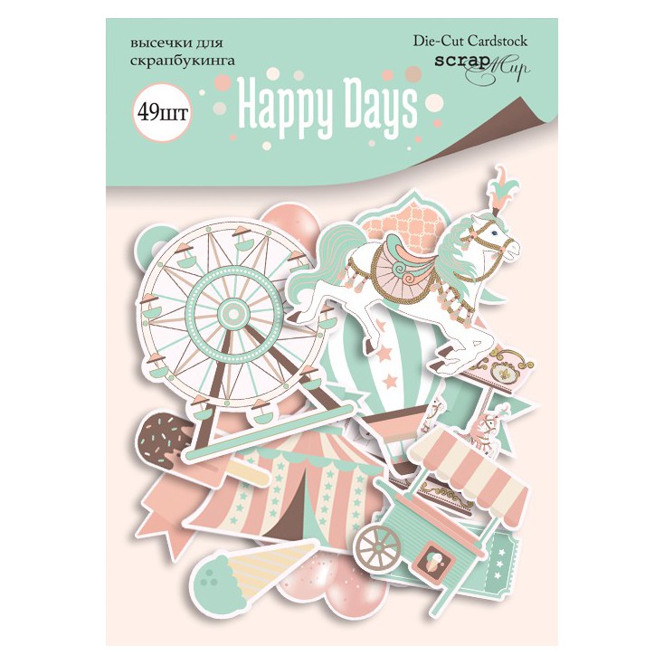 Zestaw papierowych kształtów - Scrap Mir - Szczęśliwe dni - 49 elementów
