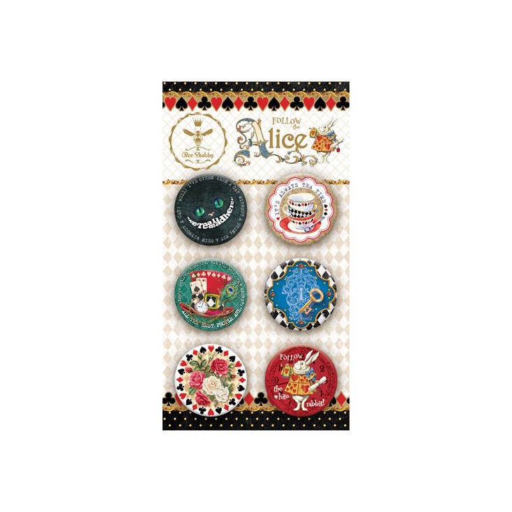Selfadhesive buttons/badge - Bee Shabby - Follow the Alice