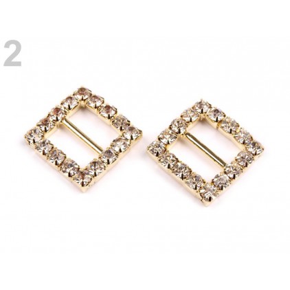 Decorative clip with cubic zirconia - gold 02