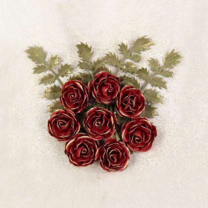 Paper flower set - Little Birdie - Victorian Roshena Cherry - 7 flowers
