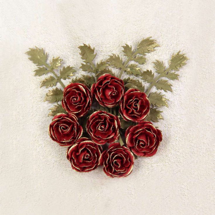 Papierowe kwiaty do rękodzieła - Little Birdie - Victorian Roshena Cherry - 7 kwiatków