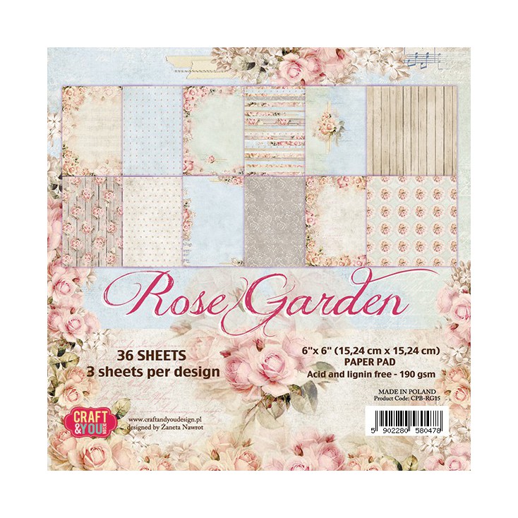 Mały bloczek papierów do scrapbookingu - Craft and You Design - Rose Garden