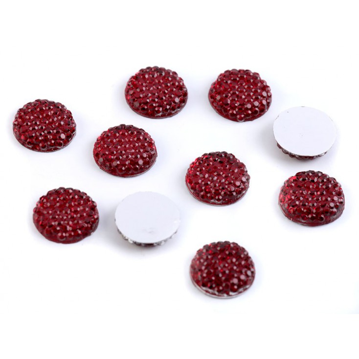 Ground pebbles, cabochon, means for flowers 1,2 cm - red