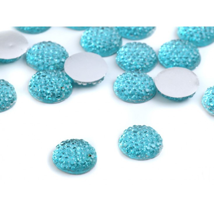 Ground pebbles, cabochon, means for flowers 1.2 cm - blue