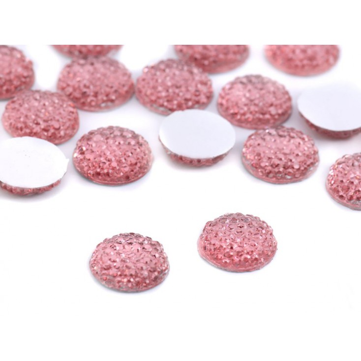 Ground pebbles, cabochon, means for flowers 1.2 cm - coral
