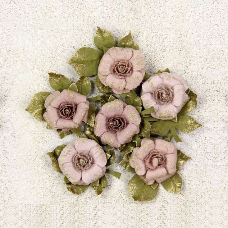 Paper flower set - Little Birdie - Victorian Rosella Dusty- 6 flowers