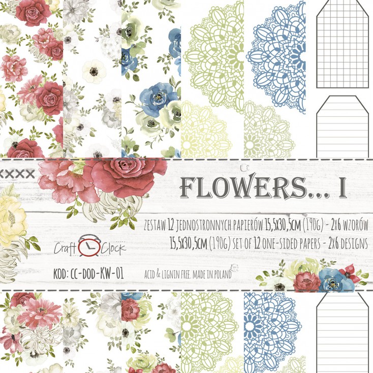 Set of scrapbooking papers - Craft O Clock - Flowers... I