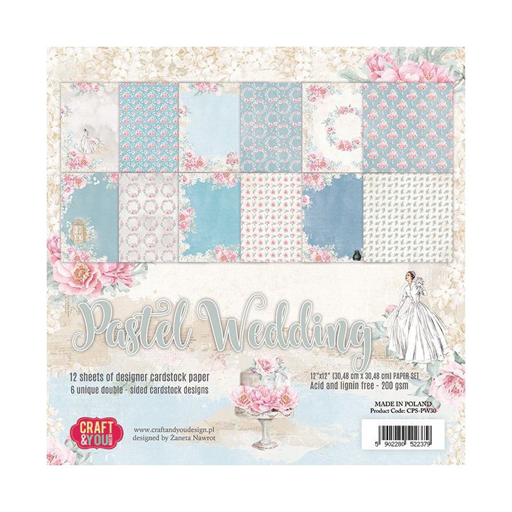 Set of scrapbooking papers - Craft and You Design - Pastel Wedding