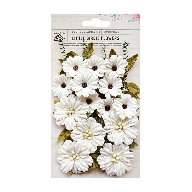 Paper flower set - Little Birdie - Fiorella Moon Light - 25 elementów