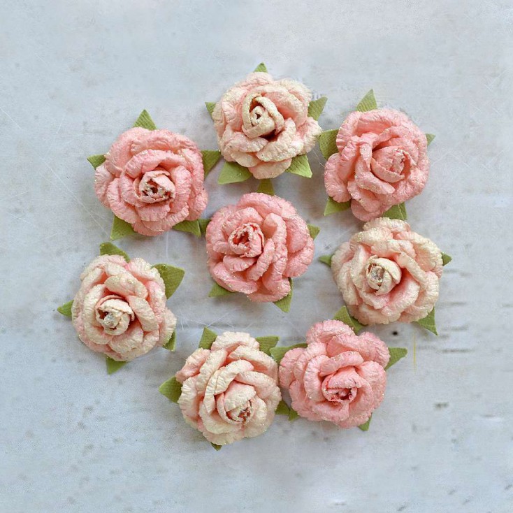 Paper flower set - Little Birdie - Angel Rose Cornation - 8 flowers