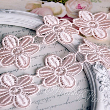 Guipure lace flowers - widh 4,5cm - pink - 1 meter