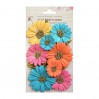 Papierowe kwiaty do rękodzieła - Little Birdie - Fancy Daisies Vivid Palette - 11 kwiatków z listkami.