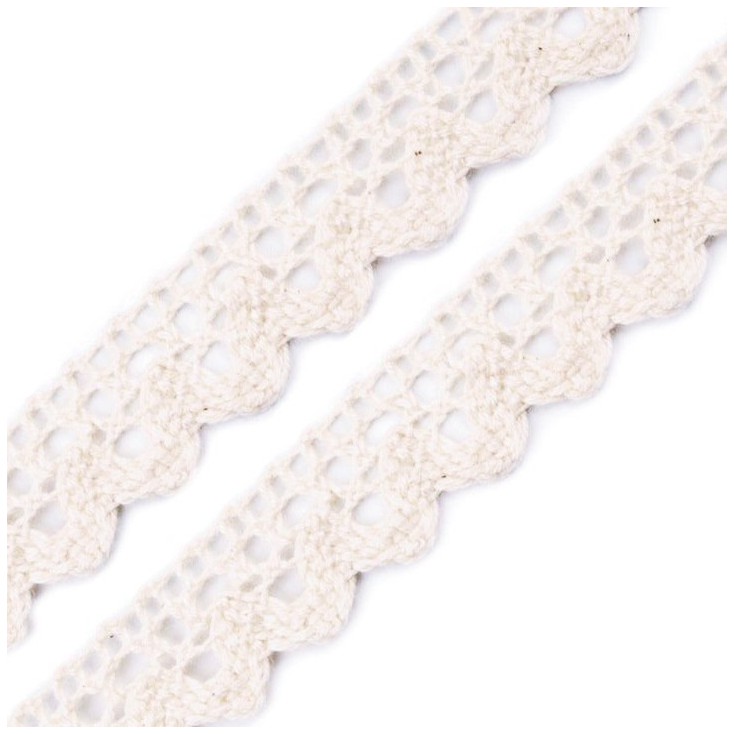 Cotton lace - widh 15mm - white vanilla - 1 meter