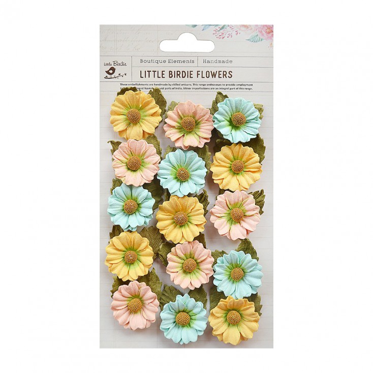 Paper flower set - Little Birdie - Mattina Pastel Palette - 15 flowers