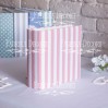 Album base square- Textile - White and pink stripes - 20x20x7 cm - Fabrika Decoru