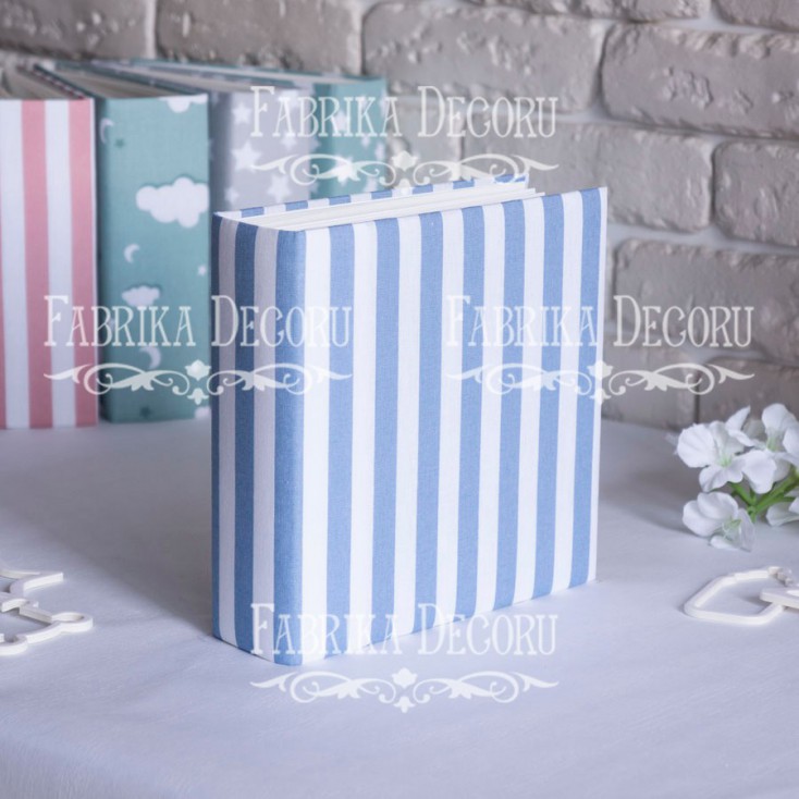 Album base square- Textile - White and blue stripes - 20x20x7 cm - Fabrika Decoru