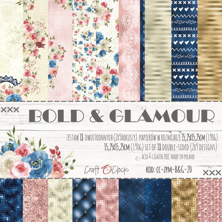 Pad of scrapbooking papers - Craft O Clock - Bold&Glamour