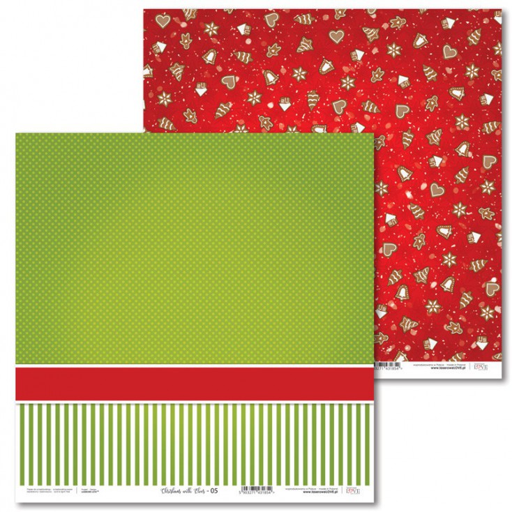 Scrapbooking paper - Christmas with elves - 05 - Laserowe LOVE