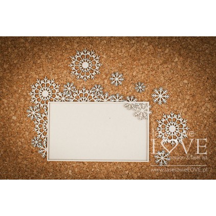 Cardboard -Large rectangular frames with snowflakes- Shabby Winter - LA18630- Laserowe LOVE
