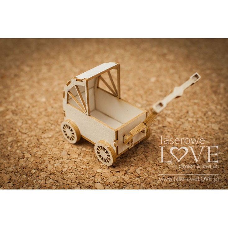 Tekturka -Wózek 3D dziewczynka -Vintage Baby - LA18517- Laserowe LOVE
